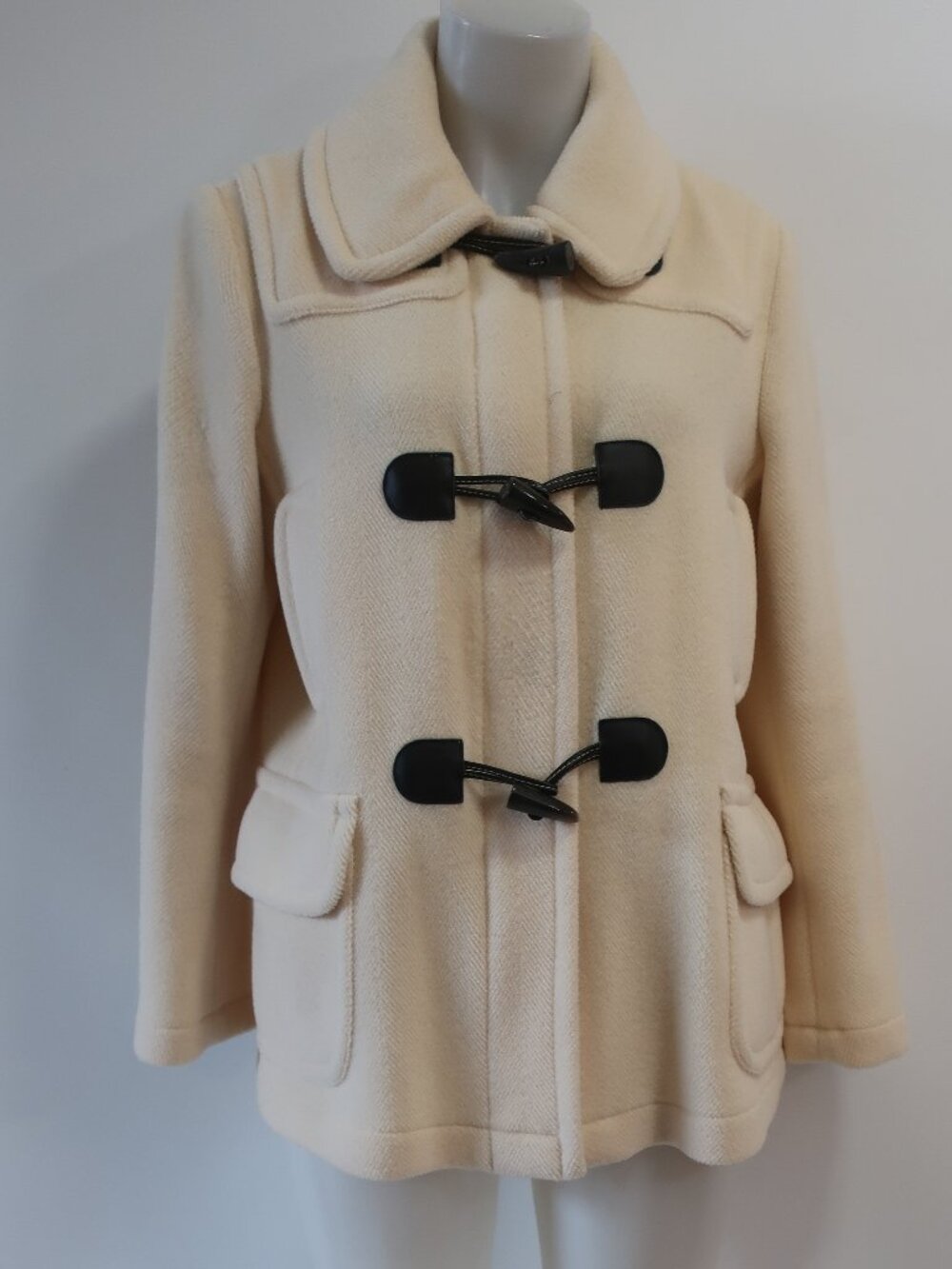 Women Burberry London Ivory (Item-109) Toggle Button + Zip Woodville Wool Coat 8
